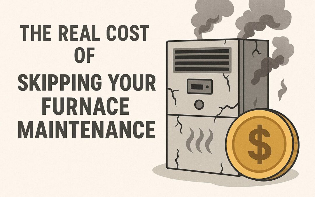 A picture animation of a broken down furnace and money beside it because they skipped the furnace tune-up